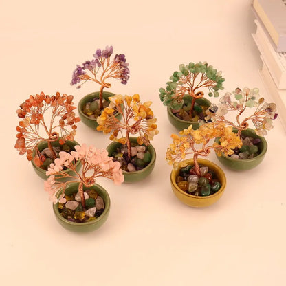 💎🌳 Natural Fortune Crystal Tree Tea Cup Treasure Bowl Money Tree 🌳💎