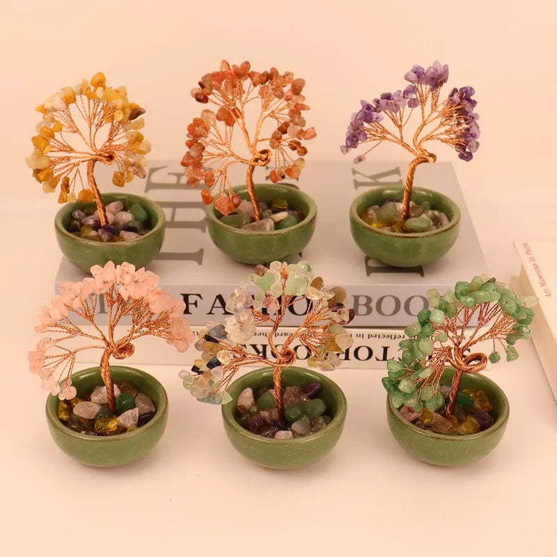 💎🌳 Natural Fortune Crystal Tree Tea Cup Treasure Bowl Money Tree 🌳💎