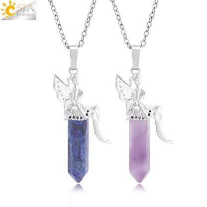 🧚 Natural Crystal Fairy Pendant Necklaces 🧚