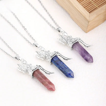 🧚 Natural Crystal Fairy Pendant Necklaces 🧚