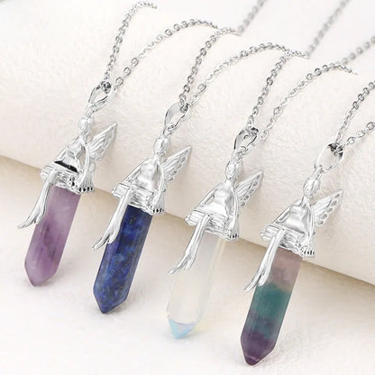🧚 Natural Crystal Fairy Pendant Necklaces 🧚