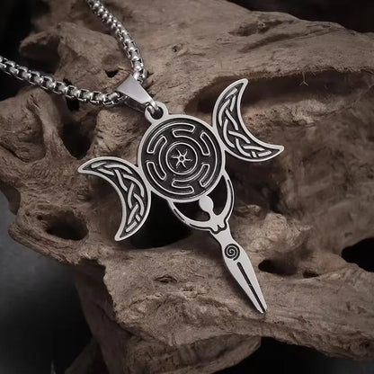 🌙 Triple Moon Spiral Goddess Healing Necklace 🌙
