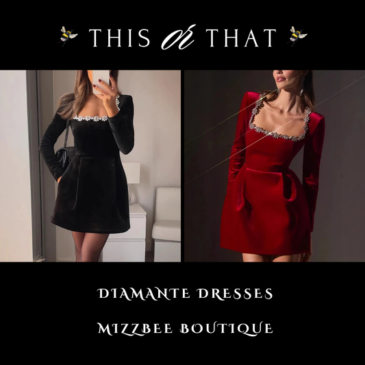 ❤️🖤 Elegant Velvet Diamante Dress 🖤❤️