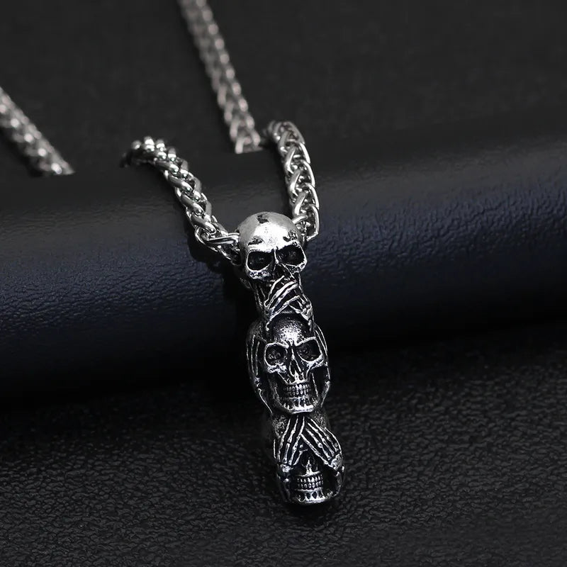 💀 See No Evil, Hear No Evil, Speak No Evil - Skull Necklace 💀