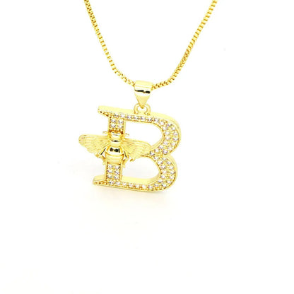 🐝 Gold Diamante Bee Initial Necklace 🐝