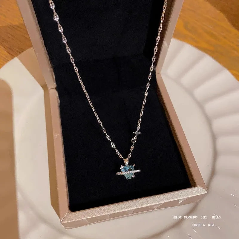 💙 Heart-Shaped Blue Zirconia Necklace 💙