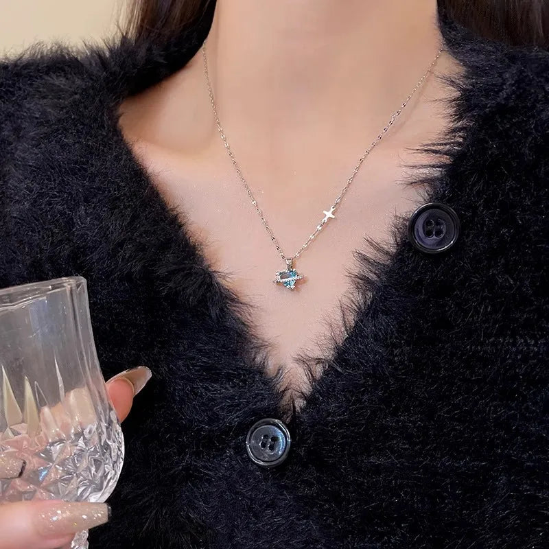 💙 Heart-Shaped Blue Zirconia Necklace 💙