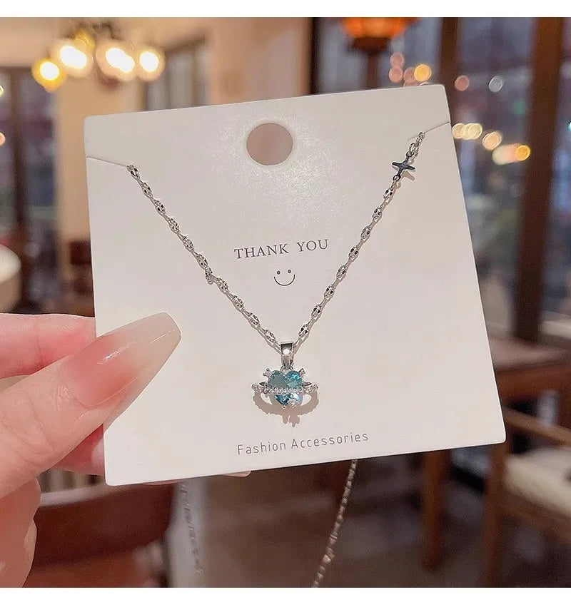 💙 Heart-Shaped Blue Zirconia Necklace 💙