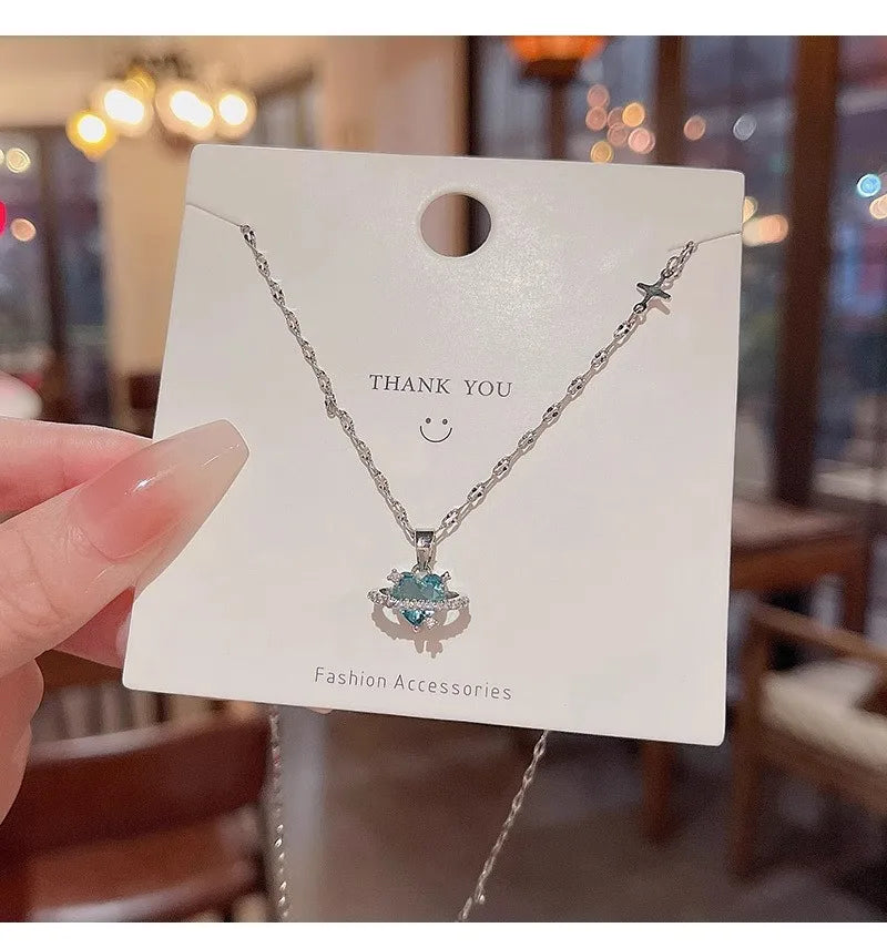 💙 Heart-Shaped Blue Zirconia Necklace 💙