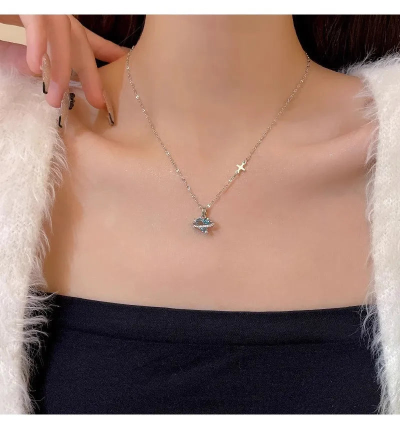 💙 Heart-Shaped Blue Zirconia Necklace 💙