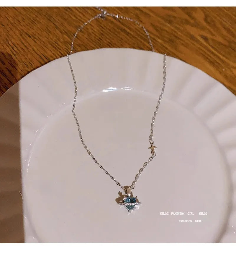 💙 Heart-Shaped Blue Zirconia Necklace 💙