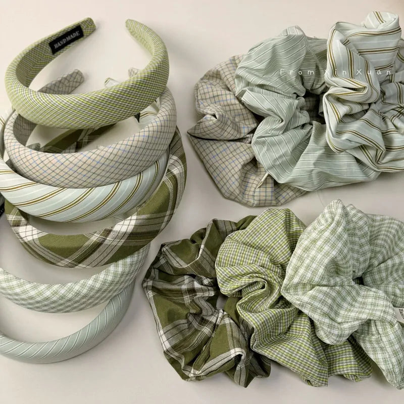 🌿 12pc Green Hairband & Scrunchie Set 🌿
