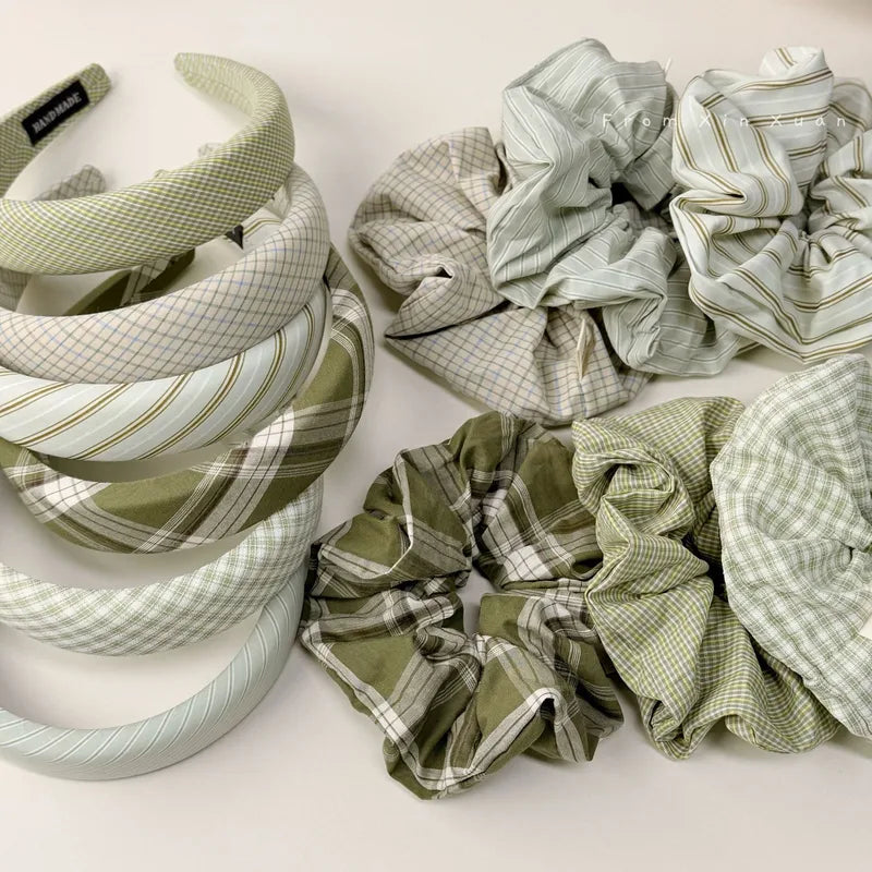 🌿 12pc Green Hairband & Scrunchie Set 🌿