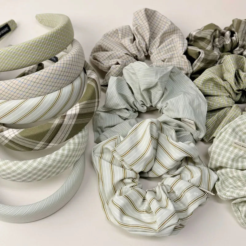 🌿 12pc Green Hairband & Scrunchie Set 🌿