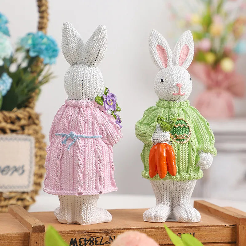 🐇 2pc Nordic Style Synthetic Resin Easter Rabbit Ornament 🐇