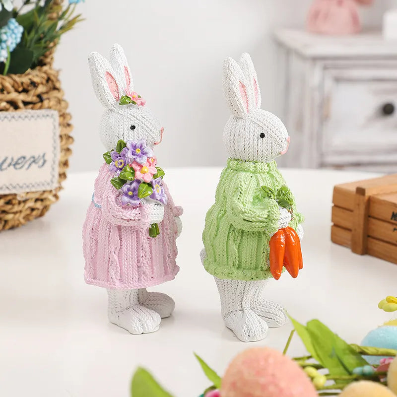 🐇 2pc Nordic Style Synthetic Resin Easter Rabbit Ornament 🐇