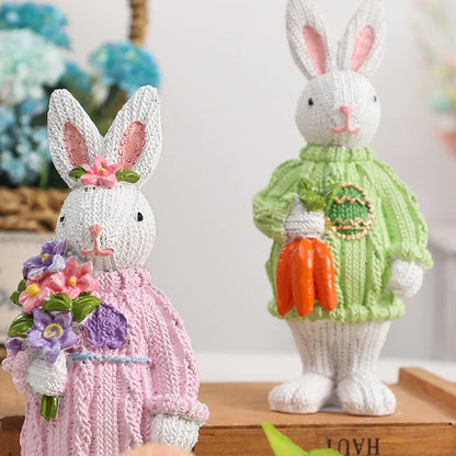 🐇 2pc Nordic Style Synthetic Resin Rabbit Ornament 🐇