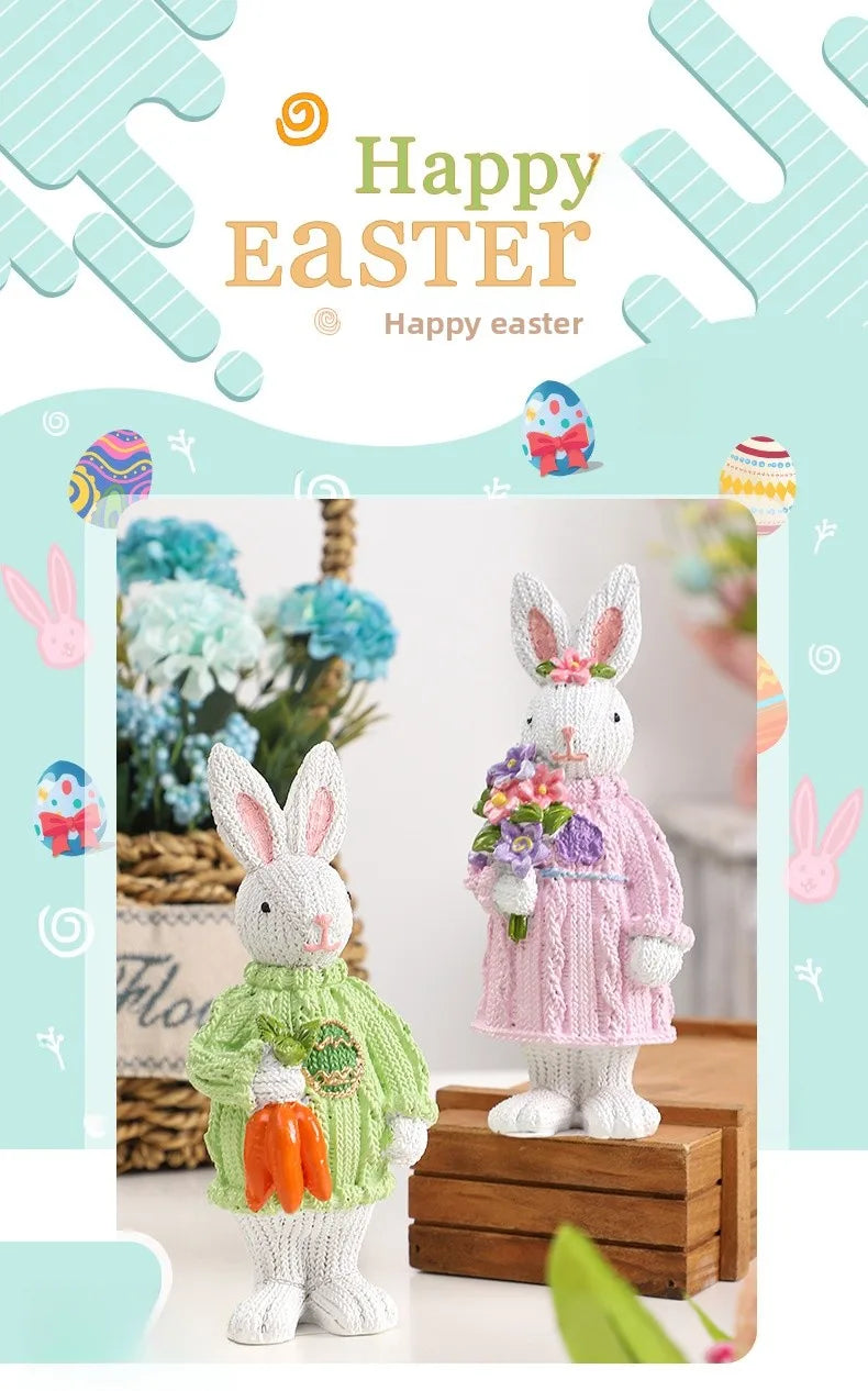 🐇 2pc Nordic Style Synthetic Resin Easter Rabbit Ornament 🐇