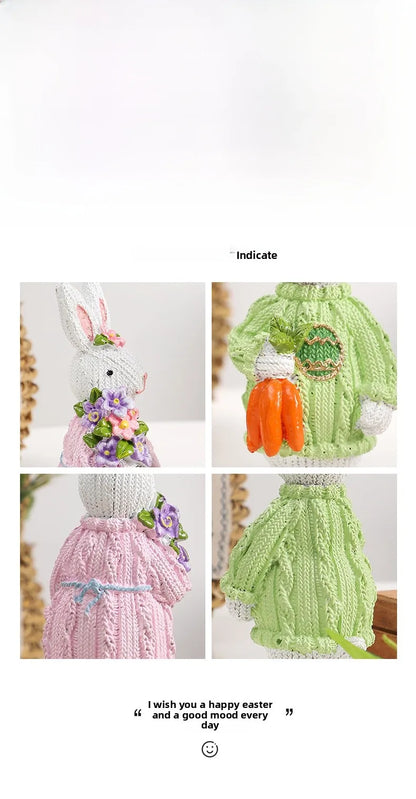 🐇 2pc Nordic Style Synthetic Resin Rabbit Ornament 🐇