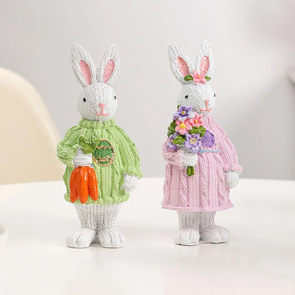 🐇 2pc Nordic Style Synthetic Resin Rabbit Ornament 🐇
