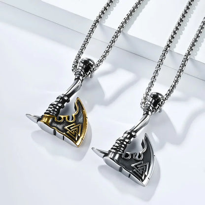 ⚔️ Nordic Viking Triangle Knot Axe Necklace ⚔️