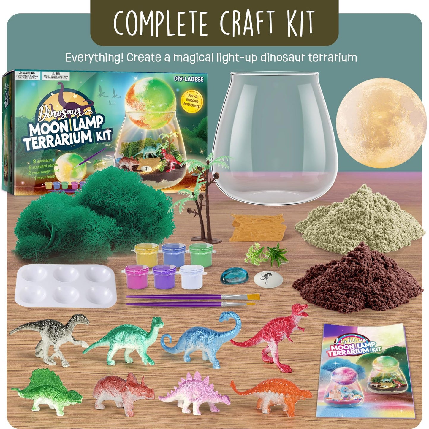 🦖🌙 Dinosaur Terrarium Craft Kit with DIY Moon Lamp 🌙🦖