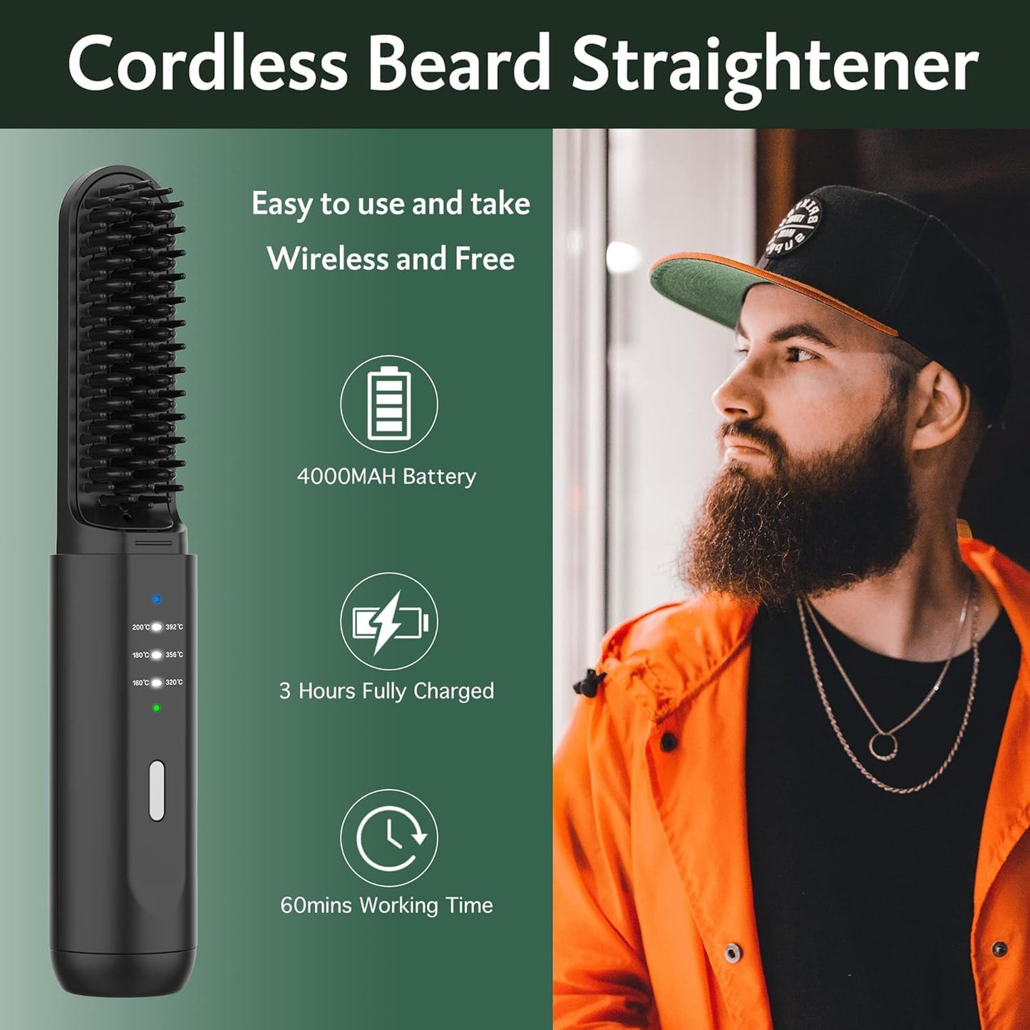 Cordless  Beard Straightener Brush