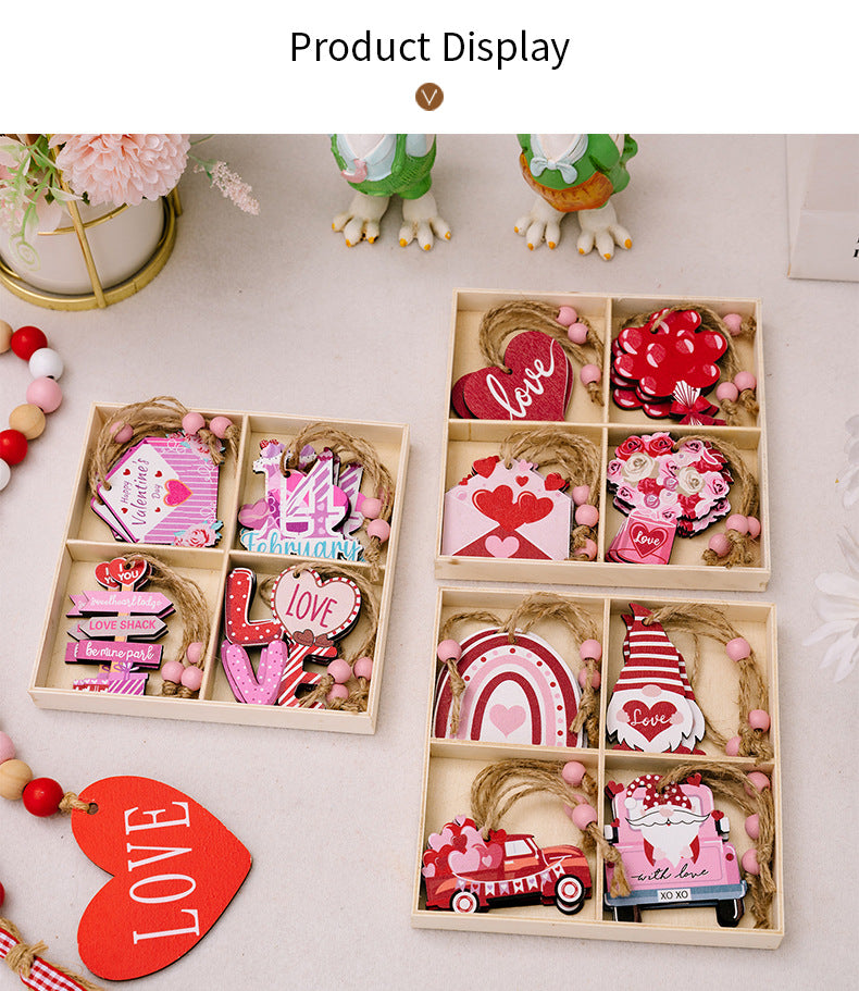 💘 Romantic Wood Hanging Ornaments 💘