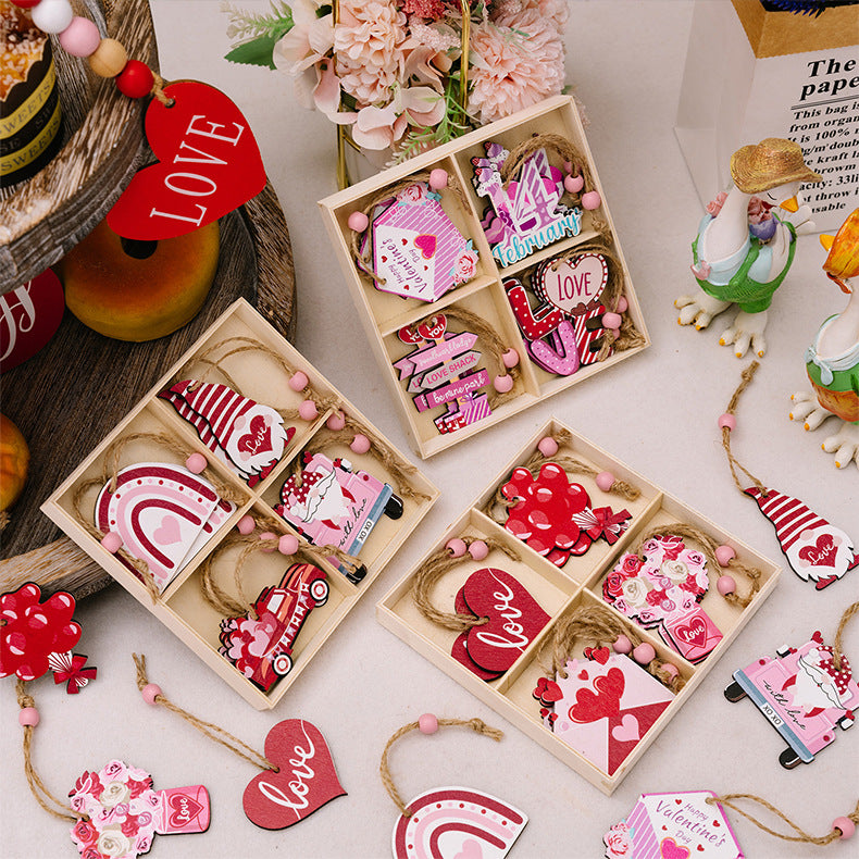 💘 Romantic Wood Hanging Ornaments 💘