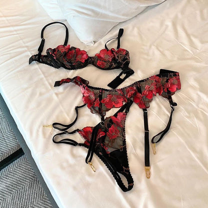 🌹  Embroidered Flower Lingerie Set 🌹
