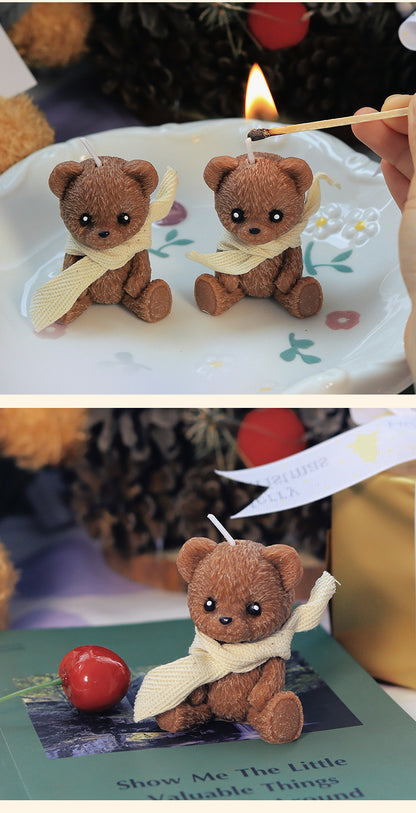 🐻🕯️ 2pc Pear & Freesia Scented 3D Teddy Candle Set 🕯️🐻