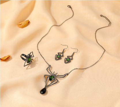 🕷️💚 Green Gemmed Spider Jewellery Set 💚🕷️