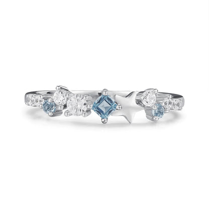 ⭐ Sterling Silver 925 Pentagram Geometric Star Zircon Ring⭐