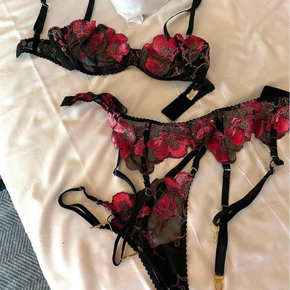 🌹  Embroidered Flower Lingerie Set 🌹