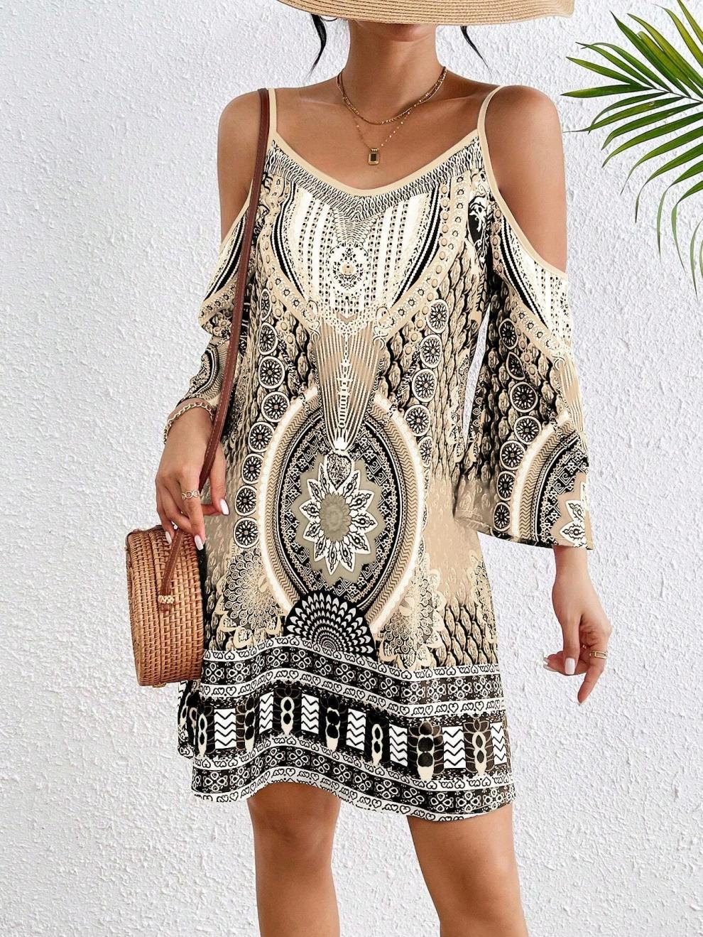 Ladies Apricot Strappy Dress