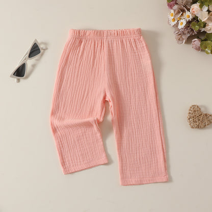 💕👧 2pc Simple Style Cotton & Linen Girls Clothing Set 👧💕