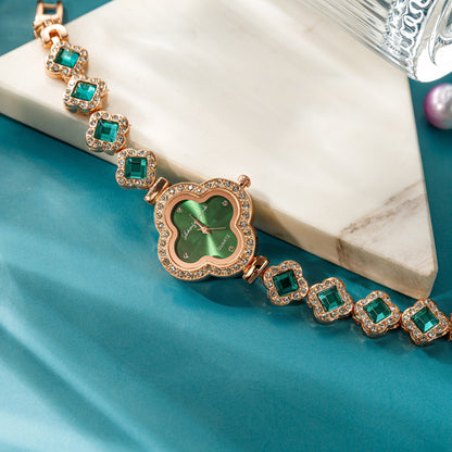 🍀✨ Four-Leaf Clover Diamante Quartz Watch ✨🍀