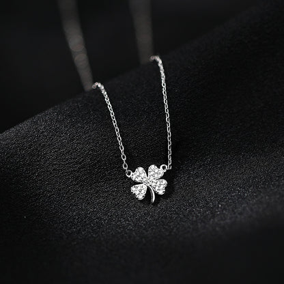 🍀 Simple Bow Knot & Four-Leaf Clover Pendant Necklace 🍀