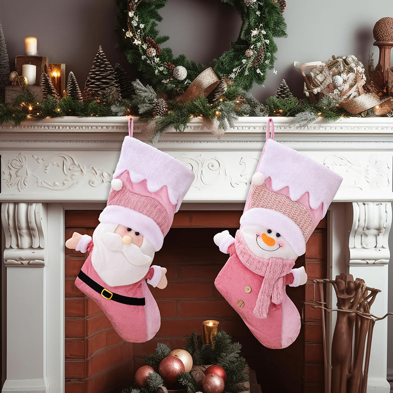 🎄 Christmas Stockings – Pink Snowman or Santa Claus 🎄