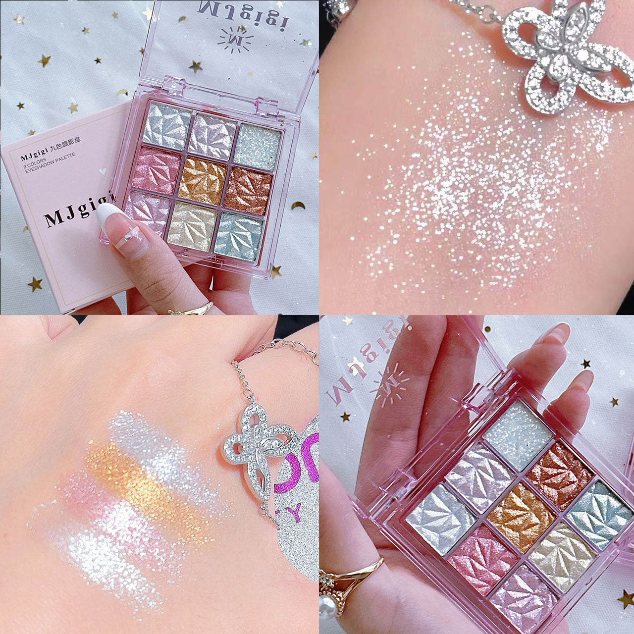 💎 Iridescent Pearl Glitter Eyeshadow Palette 💎