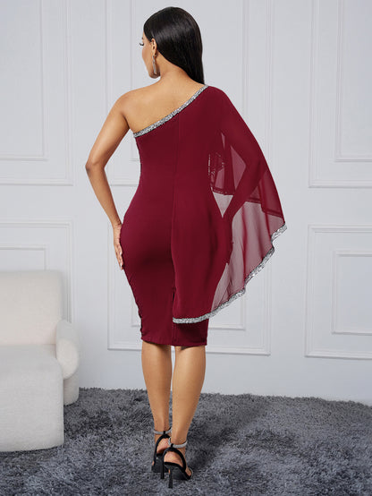 💃 One-Shoulder Sequin Evening Dress 💃