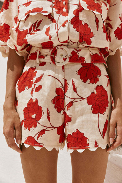 ❤️ Simple Style Flower Linen-Look Shorts Co-Ord Set ❤️