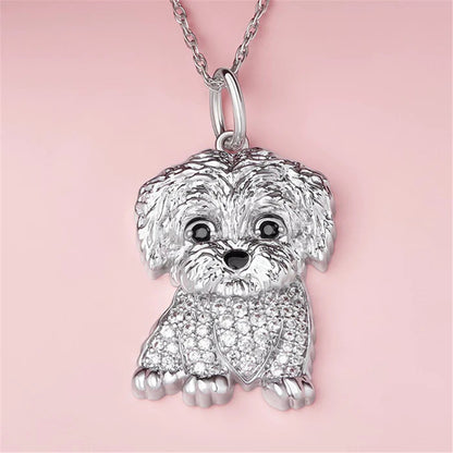 🐶✨ Cute Dog Crystal Pendant Necklace ✨🐶