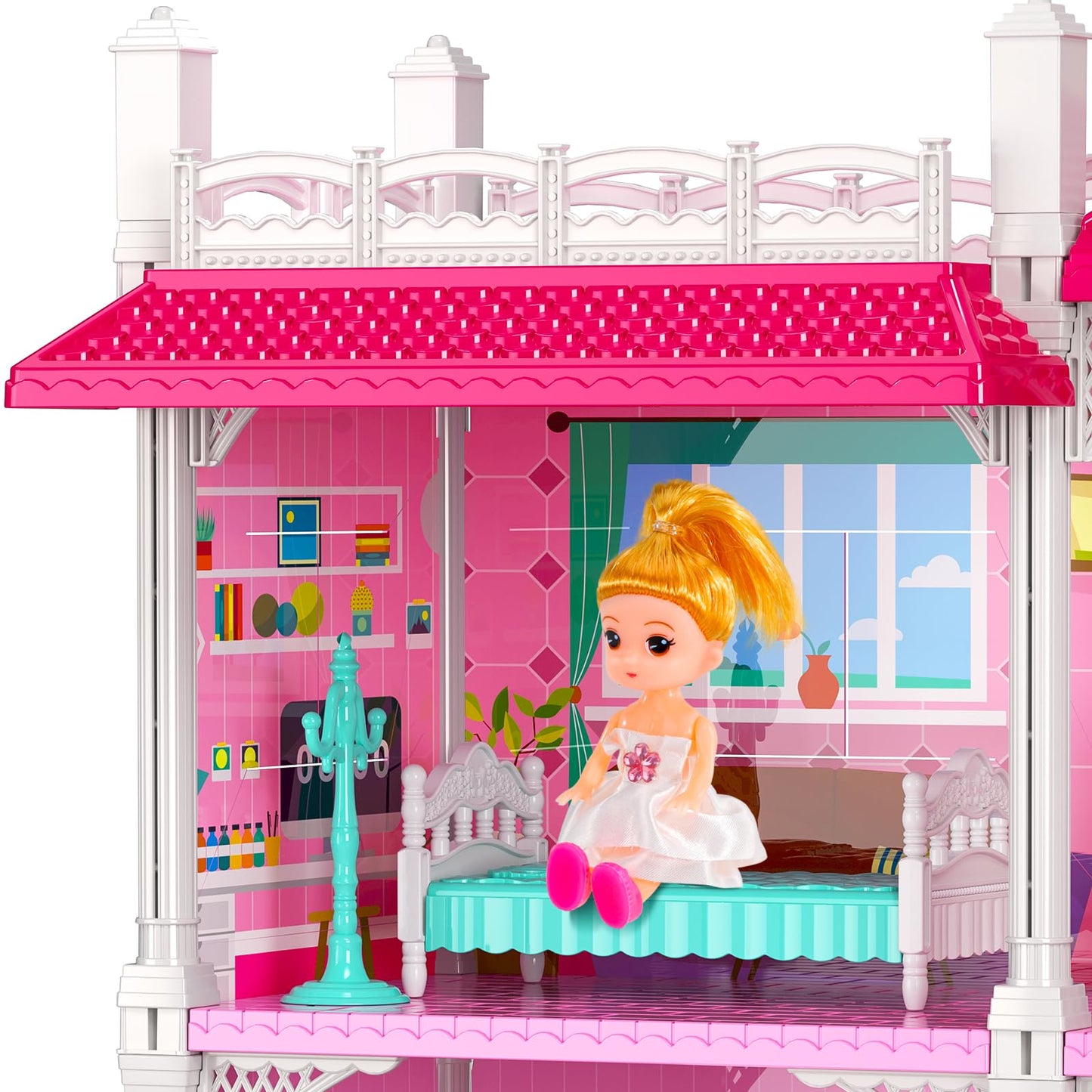 🏡 Luxury Dollhouse Playset – 2-Storey 4-Room Villa with Dolls & Furniture 🏡