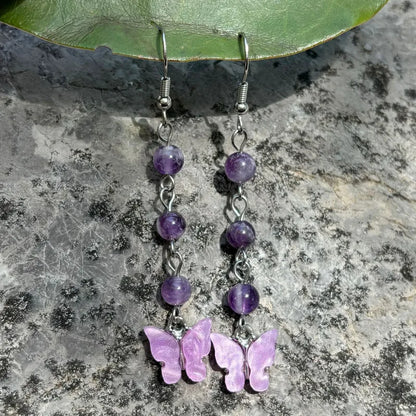 🦋💎 Original Natural Crystal Butterfly Earrings 💎🦋
