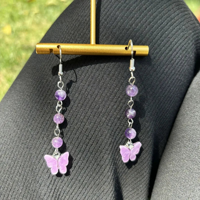 🦋💎 Original Natural Crystal Butterfly Earrings 💎🦋