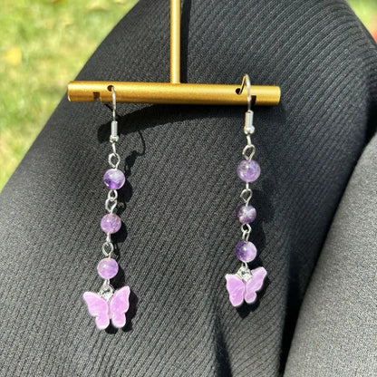 🦋💎 Original Natural Crystal Butterfly Earrings 💎🦋