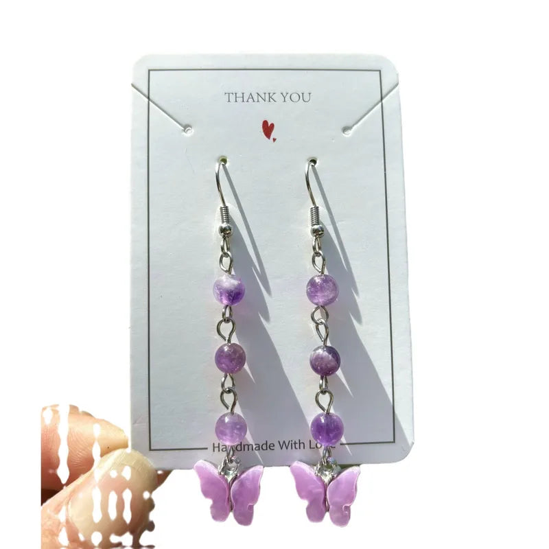 🦋💎 Original Natural Crystal Butterfly Earrings 💎🦋