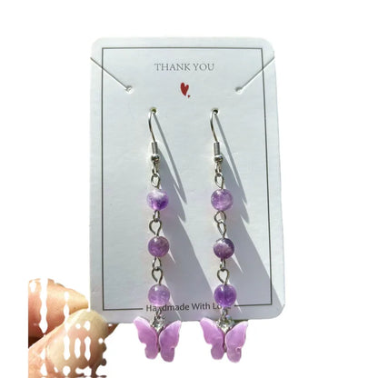 🦋💎 Original Natural Crystal Butterfly Earrings 💎🦋