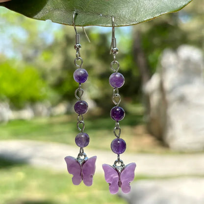 🦋💎 Original Natural Crystal Butterfly Earrings 💎🦋